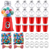 10 Set Diy Gumball Machine Ornament Christmas Bubble Gum Machine Ornament Christmas Hanging Decorative Ball Set With Cotton Rope, Colorful Balls, Cups Hanging Xmas Tree Ornaments Bottles