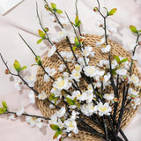 6Pcs Artificial Branches Peach Blossom,20In Fake Silk Plum Blossoms Tree Stem Cherry Flowers For Vase Home Office Bedroom Party Wedding Table Centerpiece Decor (White)