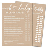 Hilarious Baby Shower Game Cards Ideas, 5" X 7" Double-Sided Baby Shower Games For Girl Or Boy, Brown Minimalism Gender Reveal Party Supplies - E08