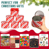 12 Sets Christmas Cookie Tins With Lids Red And White Candy Cane Design Christmas Cookie Tins Xmas Metal Round Box For Gift Giving Decorative Storage Containers Party Holiday Treats Cookie Jars