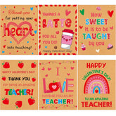 Valentines Day Cards For Teachers 24 Pcs Kraft Teacher Valentine Cards With Envelopes Valentine’S Day Thank You Cards Teacher Appreciation Gifts