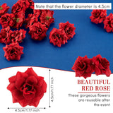 100 Pieces 1.77" Red Artificial Roses Head Bulk Small Silk Fake Rose Buds For Decoration, Diy Crafts, Wedding Centerpieces Bridal Shower Party Home Garland Decor