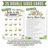 Baby Shower Games For 25 Guests - Woodland Baby Shower Trivia Game, Nursery Rhyme Quiz & Who Is My Mama, Animal Matching Game, Babyshower Games Boy Girl Gender Neutral, Made In Usa