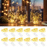 12 Pack Led Fairy Lights, 7Ft 20 Led Battery Operated Silver Wire Firefly Starry Lights For Diy Crafts, Wedding, Party,