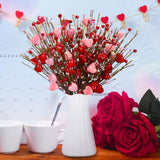 12 Pcs Valentine'S Day Artificial Flower Stems Valentines Red Berry Heart Floral Picks Spray Branches For Flower Arrangements Vase Filler For Mother'S Day Wedding Gifts Home(Red, Pink)