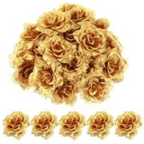 36 Pcs Gold Flowers Gold Roses Artificial Flowers For Centerpieces Silk Faux Silk Rose Head In Bulk Roses Artificial For Diy Decor Cake Wristband Clothes Headwear
