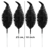 20 Pieces Artificial Christmas Glitter Leaves Branches Sparkly Fake Leaf Sprays For Christmas Tree Picks 10" Ornament Flower Arrangements Diy Crafts Wreaths Holiday Decoration Tree Fillers (Black)