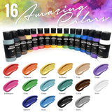 Floetrol For Acrylic Paint Pouring Kit, Flotrol Acrylic Pour Medium Additive, 16 Acrylic Pouring Paints, 20 Pixiss Wood Mixing Sticks