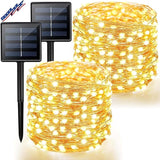 2 Pack Solar String Lights Outdoor 80FT 200 LED Warm White Copper Wire Fairy Lights Waterproof with 8 Modes for Garden Tree Patio Wedding Christmas Decor