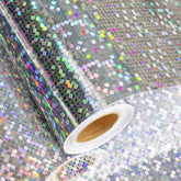 17 In X 32.8 Ft (46.5 Sq.Ft.) Holographic Wrapping Paper Roll, Silver Dots Gift Wrap For Disco Party, Wedding, Birthday, Christmas, Bridal Shower, Father'S Day, Graduation