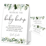 Baby In Bloom How Big Is Mommys Belly Game, Measure The Baby Bump Baby Shower Game, Greenery Baby Shower Party Decorations & Supplies, 1 Sign & 50 Guess Cards-A12