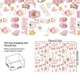 Baby Girl Wrapping Paper 8 Pc Pink Baby Moon Star Pattern For Kids Girls Baby Shower Birthday Holiday 19.6 X27.8Inch
