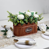 Dining Table Centerpiece Decor - Pre-Made Artificial Flower Arrangement Fake Floral With Wooden Vase For Farmhouse Kitchen Bathroom Living Room Decorations (White)