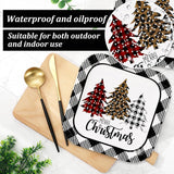 40Pcs Merry Christmas Paper Plate Square Plaid Xmas Tree Disposable Plate White Black Checkered Dinnerware Plate 9 Inch For Winter Party Supplies Table Decor