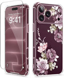 Floral Clear Slim Case for iPhone 18 Pro and iPhone 17 Pro Protective Women Phone Cover