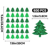 Christmas Tree Stickers - Holographic Christmas Envelope Stickers 1.5 Inch 600Pcs Waterproof Self-Adhesive Xmas Tree Labels Sticker Xmas Sticker For Envelope Seals Cards Party Decorations