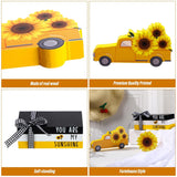 5 Pieces Farmhouse Tiered Tray Decor Items Rustic Wooden Mini Truck Bundle Books Stack Sign For Summer Spring Home Harvest Table Shelf Decorations(Sunflower Style)