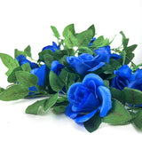 Artificial Flower Garland 2 Pcs 15Ft(7.5Ft*2Pcs) Royal Blue Silk Rose Vine Fake Flower Hanging Ivy Home Hotel Office Wedding Party Garden Craft Art Decor