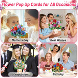 4 Pack Paper Flower Pop Up Cards, Flower Bouquet Card Popup 3D Greeting Cards For Mother'S Day, Graduation, Birthday, Get Well, Welcome Back Card With Envelope And Note