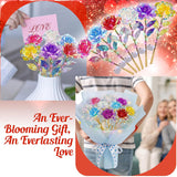 6 Pcs Valentines Galaxy Rose Light Up Rose Led Flower Gifts Colorful Artificial Rainbow Crystal Flower For Lover Girlfriend Mom Her Mother'S Day Birthday Wedding Gift, 9.84 Inches (Multicolor)