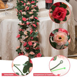 Flower Garland Rose Vines, 2 Strands 16.5Ft Flower Vines For Bedroom, Rose Floral Garland Decorations For Room Table Birthday Wedding Party Garden Wall Decor