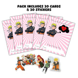 Anime Valentine'S Pack | 30 Cards & 30 Stickers Package | Valentines Day Cards | Love You Like Ramen Design