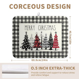 Merry Christmas Dish Drying Mat Buffalo Plaid Large Kitchen Mats Dish Drying Pad Xmas Christmas Tree Absorbent Dish Dryer Mat For Kitchen Countertops Microfiber Drainer Pad Dish Drying Mats (18X24 In)