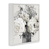 Stupell Industries Bold Abstract Floral Arrangement Black Cream Expressive Flowers, Design by Lanie Loreth White Framed Wall Art, 12 x 12, Grey