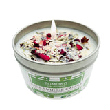 White Sage Candle, Sage Leaf, Rose, Lavender, Himalayan Salt & Essential Oil