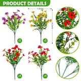 18 Pcs Artificial Flowers For Outdoors Uv Resistant Fake Flower Plastic Spring Flowers Faux Silk Plants For Outside Porch Window Easter Patio Home Decor (18, Red, Purple, Yellow, Rose Red)