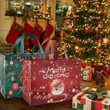 8 Pack Christmas Gift Bags With Handles, Large Non-Woven Tote Bags For Wrapping Xmas Party Favors, 12.8"X9.8"X6.7