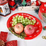 50Pack Christmas Paper Plates - Oval Paper Plates 10" X 12" For Party Supplies Christmas Trees Large Disposable Platter For Serving Tray Baby Shower Birthday