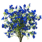 10 Pcs Silk Flowers With Long Stems Artificial Flower For Tall Vase Outdoors Fake Babys Breath Bouquet Faux Floral Wedding Party Decoration Home Indoor Table Centerpiece Decor (Blue)
