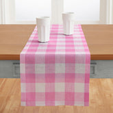 Linen Checkered Table Runners 90 Inches Long - 100% Pure Linen Pink Begonia Buffalo Plaid Table Runner 14 X 90 Inch Ideal For Dining, Valentines