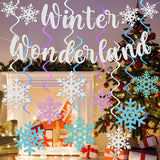 Winter Wonderland Banner, Glittery Snowflake Hanging Swirls, Christmas Decorations Winter Wonderland Garland For Winter New Year Baby Shower Winter Birthday Party Decorations