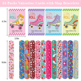 24 Packs Roller Skate Valentine'S Day Cards With Slap Bracelets, Fun Valentine’S Day Gifts For Kids Classroom Exchange & School Parties