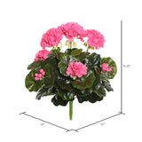 Vickerman Everyday Artificial Pink Geranium Bush 15.25" Long - Premium Faux Floral Decor for Wedding or Everyday Arrangements - Maintenance Free Flowers