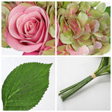2Pcs Cemetery Flowers For Grave Artificial Hydrangea Bouquet With Fake Roses Flowers Silk Flowers Mixed Bush For Cemetery Grave Party Wedding Floral Arrangements Office Home Decor Green