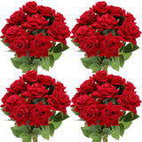50 Pcs Valentine'S Day Artificial Rose Flower Bulk Velvet Silk Fake Rose Flowers With Long Stem Bouquet Real Looking Diy For Wedding Centerpieces Valentine Garden Home Party Decor(Red)