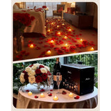 1000 Pieces Artificial Rose Petals With 12 Heart Led Tea Lights Candles Kit, Rose Petals And Candles Set For Proposal, Anniversary, Valentine'S Day, Special Romantic Night, Wedding Table Decor