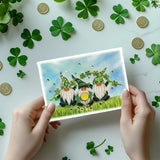 St Patrick Day'S Card, Gnomes Card, Seasonal Holiday Quilling Card, Artful Greeting Card, Clover St Patricks, Saint Patrick'S Quilled Cards For Family, Friend, Husband, Wife (Green Gnomes)