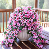 Artificial Fake Hanging Flowers Plants For Outdoors Decoration, Uv Resistant 2Pcs Faux Lily Flower Vines For Home Patio Porch Balcony Garden Yard, Pink