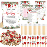 321 Pcs Christmas Santa Baby Shower Game Supplies Include 250 Activity Cards 20 Pencils 1 Don'T Say Baby Sign 50 Clothespins For Price Is Right Prediction Bingo Game Party Decor