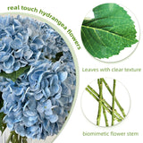 3Pcs 21" Real Touch Hydrangea Artificial Flowers, 3D Printed Latex Long Stem Fake Flowers For Tall Vase, Light Blue Hydrangeas With Stems, Faux Flowers For Wedding Centerpieces & Fall Decor