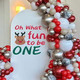 Oh What Fun It Is To Be One Wall Decal - First Birthday Backdrop Decor,Little Reindeer Xmas Garland,Merry Little Christmas Decorations,Santa Stickers Party Supplies (Oh What Fun Decal)