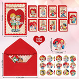 36 Pack Vintage Valentine'S Day Greeting Cards Retro Boys Girls Prints Note Cards With Red Envelopes Stickers 4 X 6 Inch Blank Note Cards For Wedding Anniversary Supplies, 9 Design