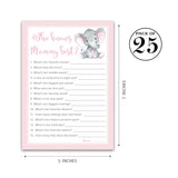 Pink Elephant Baby Shower Games Who Knows Mommy Best - Pack Of 25 - Girl Baby Shower Game, New Parent Couples Coed Funny Guessing Game Shower Activity, Questions Mom-To-Be Polka Dot Sku G500-Wkm