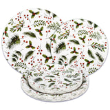 48Pcs Christmas Paper Plates Holly Berries Disposable Party Plates Festive Red Green Holiday Dinnerware Merry Christmas Winter Round Plates For New Year Gatherings Party Table Supplies