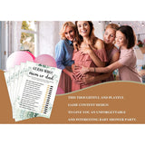 Baby Shower Game Set - Who Mom Or Dad Gender Reveal Party Decor Supply - Greenery Boho Botanical Baby Shower Games & Activities - Gold Foil Game Pack For Boys And Girls - 30 Game Cards(B04)