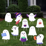 10 Pcs Ghost Halloween Yard Signs with 20 Stakes for Outdoor Lawn